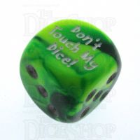Chessex Gemini Green & Yellow Don't Touch My Dice! Logo D6 Spot Dice