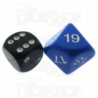Koplow Opaque Blue & White 20mm D10 Dice Numbered 10-19