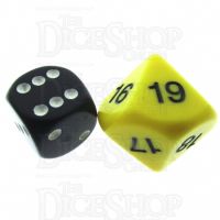 Koplow Opaque Yellow & Black 20mm D10 Dice Numbered 10-19