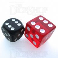 Koplow Transparent Red Square Cornered 19mm D6 Spot Dice