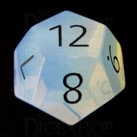 TDSO Opalite with Engraved Black Numbers 16mm Precious Gem D12 Dice