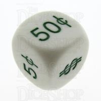Koplow Opaque White Money Dice - USA Dollar D6 Dice