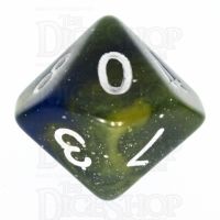 TDSO Galaxy Glitter Blue & Yellow D10 Dice