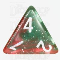 TDSO Galaxy Glitter Green & Red D4 Dice