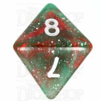 TDSO Galaxy Glitter Green & Red D8 Dice