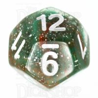 TDSO Galaxy Glitter Green & Red D12 Dice