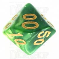 TDSO Duel Dark Green & Pearl Light Green Percentile Dice