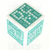 Dice Maniacs Club DMC Opaque White & Turquoise 2017 D6 Dice LTD EDITION