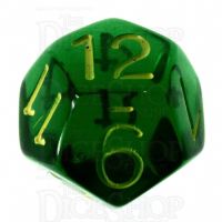 Role 4 Initiative Translucent Green & Gold D12 Dice