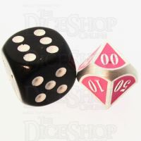TDSO Metal Fire Forge Silver & Fluorescent Pink MINI 12mm Percentile Dice