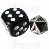 TDSO Metal Antique Silver MINI 10mm D20 Dice