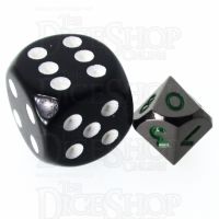 TDSO Metal Black Nickel & Green MINI 10mm D10 Dice