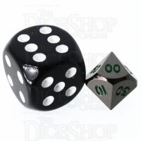 TDSO Metal Black Nickel & Green MINI 10mm Percentile Dice