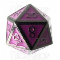 TDSO Metal Script Black Nickel & Purple D20 Dice