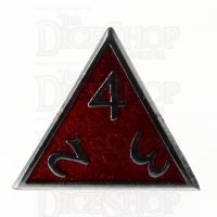 TDSO Metal Script Black Nickel & Red D4 Dice