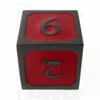 TDSO Metal Script Black Nickel & Red D6 Dice
