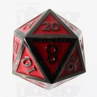 TDSO Metal Script Black Nickel & Red D20 Dice