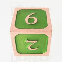 TDSO Metal Script Copper & Light Green D6 Dice