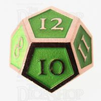 TDSO Metal Script Copper & Light Green D12 Dice