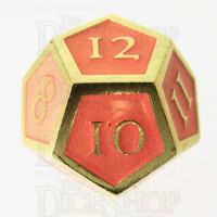 TDSO Metal Script Gold & Orange D12 Dice