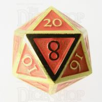 TDSO Metal Script Gold & Orange D20 Dice