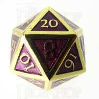 TDSO Metal Script Gold & Purple D20 Dice