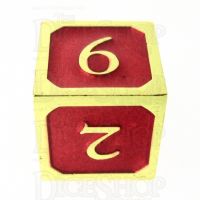 TDSO Metal Script Gold & Red D6 Dice