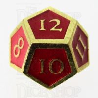 TDSO Metal Script Gold & Red D12 Dice