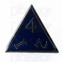 TDSO Metal Script Silver & Blue D4 Dice