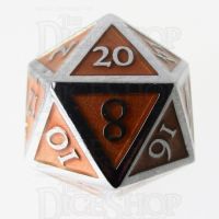 TDSO Metal Script Silver & Orange D20 Dice