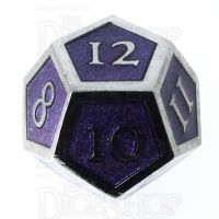 TDSO Metal Script Silver & Purple D12 Dice
