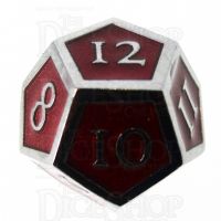 TDSO Metal Script Silver & Red D12 Dice