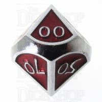 TDSO Metal Script Silver & Red Percentile Dice