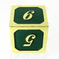 TDSO Metal Script Gold & Dark Green Shimmer D6 Dice