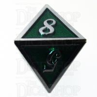 TDSO Metal Script Silver & Dark Green Shimmer D8 Dice