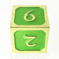 TDSO Metal Script Gold & Light Green D6 Dice