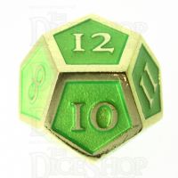 TDSO Metal Script Gold & Light Green D12 Dice
