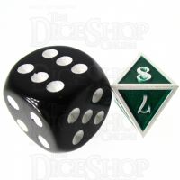 TDSO Metal Fire Forge Silver & Green MINI 12mm D8 Dice