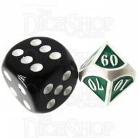 TDSO Metal Fire Forge Silver & Green MINI 12mm Percentile Dice