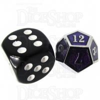 TDSO Metal Fire Forge Silver & Purple MINI 12mm D12 Dice