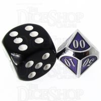 TDSO Metal Fire Forge Silver & Purple MINI 12mm Percentile Dice