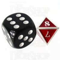 TDSO Metal Fire Forge Silver & Red MINI 12mm D8 Dice