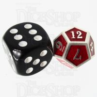 TDSO Metal Fire Forge Silver & Red MINI 12mm D12 Dice