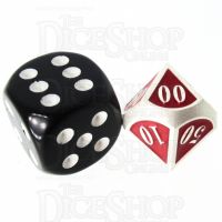 TDSO Metal Fire Forge Silver & Red MINI 12mm Percentile Dice