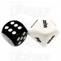 Koplow Opaque White German Number JUMBO 20mm D10 Dice