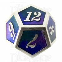 TDSO Metal Script Silver & Blue Green Purple D12 Dice