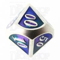 TDSO Metal Script Silver & Blue Green Purple Percentile Dice
