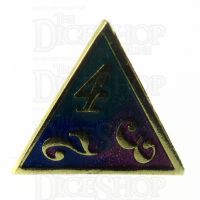 TDSO Metal Script Gold & Blue Green Purple D4 Dice