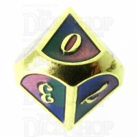 TDSO Metal Script Gold & Blue Green Purple D10 Dice