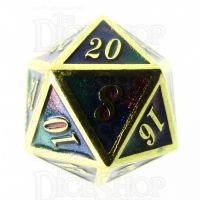 TDSO Metal Script Gold & Blue Green Purple D20 Dice